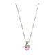 Amen necklace of rhodium-plated 925 silver with an heart-shaped fuchsia rhinestone s2