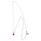 Amen necklace of rhodium-plated 925 silver with an heart-shaped fuchsia rhinestone s3