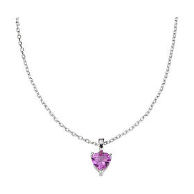 Collana Amen argento rodio 925 pendente e zircone fucsia