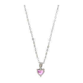 Collana Amen argento rodio 925 pendente e zircone fucsia