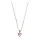 Amen heart necklace rhodium silver 925 pendant and fuchsia zircon s2
