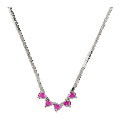 Amen Tennisstil Halskette mit fünf roten Zirkon-Herzen 2
