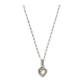 Amen necklace, heart and rhinestones, 925 silver