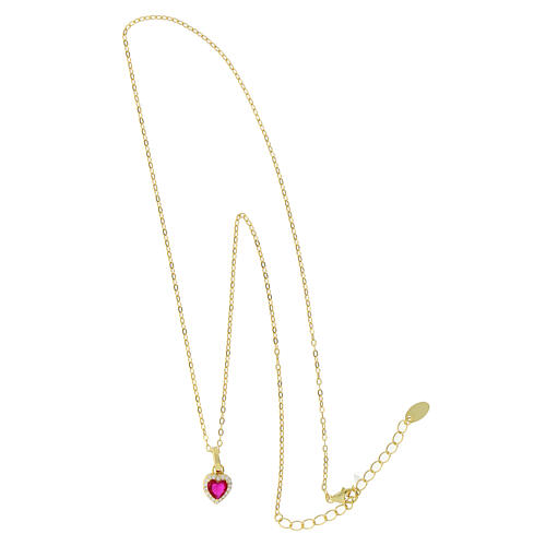 Amen gold plated necklace, pink and white heart, rhinestones and 925 silver 3