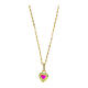 Amen gold plated necklace, pink and white heart, rhinestones and 925 silver s2