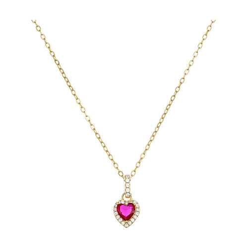 Amen heart pendant necklace gold finish red zircon 1