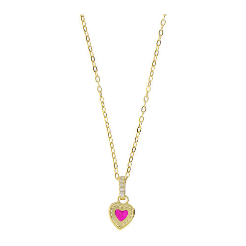 Amen heart pendant necklace gold finish red zircon 2