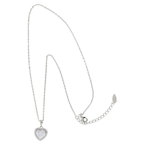 Collar plata rodiada 925 Amen corazón zircón blanco 3