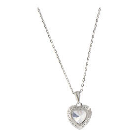 Amen heart necklace white zircon 925 rhodium silver 