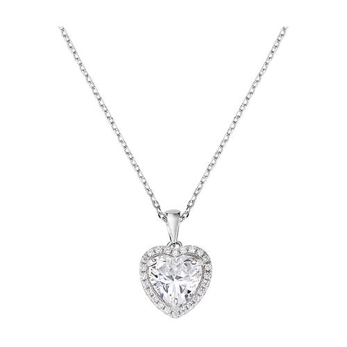 Amen heart necklace white zircon 925 rhodium silver  1