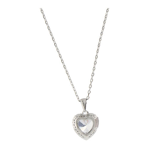 Amen heart necklace white zircon 925 rhodium silver  2