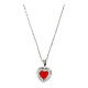 Amen necklace with heart-shaped red pendant, rhodium-plated 925 silver and rhinestones s2