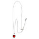 Amen necklace with heart-shaped red pendant, rhodium-plated 925 silver and rhinestones s3