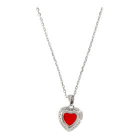 Collier Amen argent 925 pendentif coeur zircon rouge