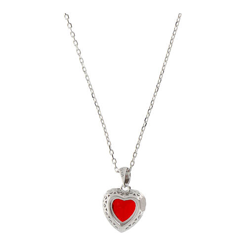 Amen heart pendant necklace 925 silver with red zircon 2