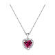 Amen heart pendant necklace 925 silver with red zircon s1