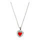 Amen heart pendant necklace 925 silver with red zircon s2