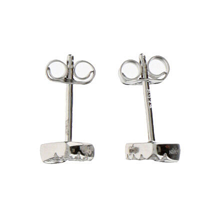 Amen heart-shaped stud earrings, rhodium-plated 925 silver and white rhinestones 2