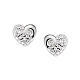 Amen heart-shaped stud earrings, rhodium-plated 925 silver and white rhinestones s1