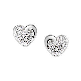Amen heart earrings in rhodium-plated silver 925 with white zircons