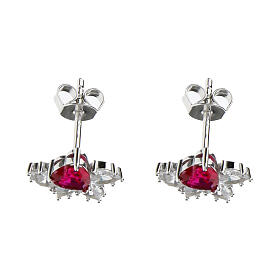 Amen stud earrings in 925 silver with red and white zircons