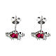 Amen stud earrings in 925 silver with red and white zircons s2