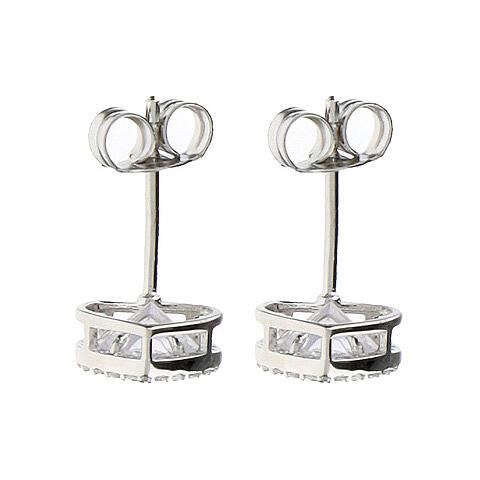 Amen heart-shaped stud earrings, 925 silver and white rhinestones 2