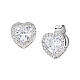 Amen heart-shaped stud earrings, 925 silver and white rhinestones s1