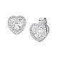 Amen heart-shaped stud earrings, 925 silver and white rhinestones s1