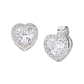 Amen heart-shaped earrings in 925 silver and white zircons