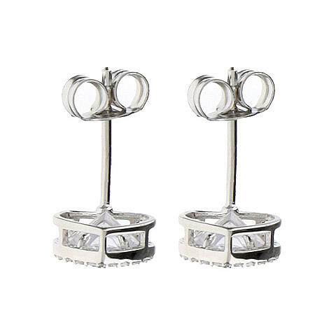 Amen heart-shaped earrings in 925 silver and white zircons 2