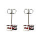 Orecchini a bottone argento rodiato 925 zircone rosso Amen s2