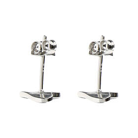Amen stud earrings, stylised heart, half rhodium-plated 925 silver and half rhinestones