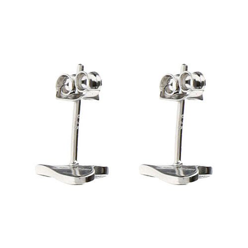 Amen stud earrings, stylised heart, half rhodium-plated 925 silver and half rhinestones 2