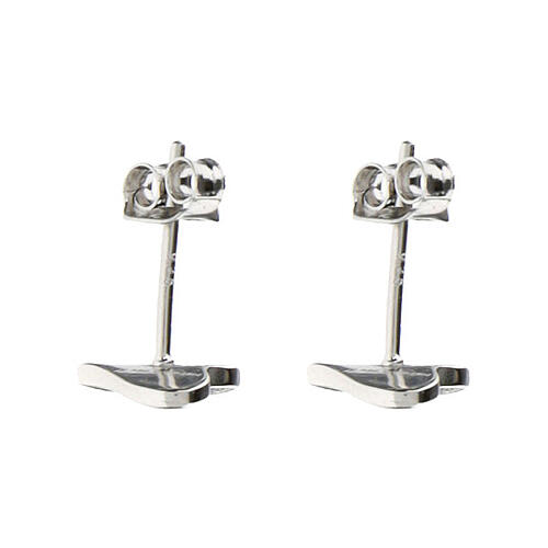 Stylized heart earrings in half rhodium-plated 925 silver and white zircons 2