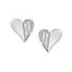 Stylized heart earrings in half rhodium-plated 925 silver and white zircons s1