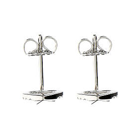 Durchbrochene Herz-Ohrstecker von Amen aus rhodiniertem 925er Silber mit weißen Zirkonia