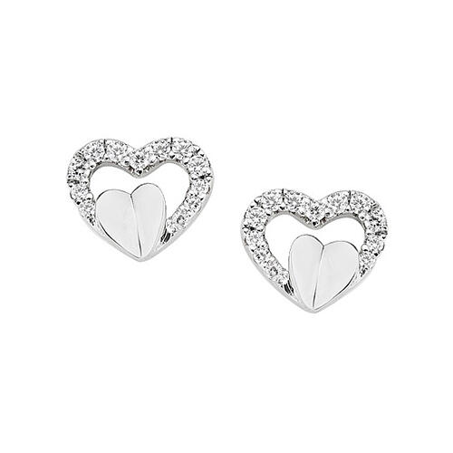 Boucles d'oreilles Amen coeur ajouré argent 925 rhodié zircons blancs 1