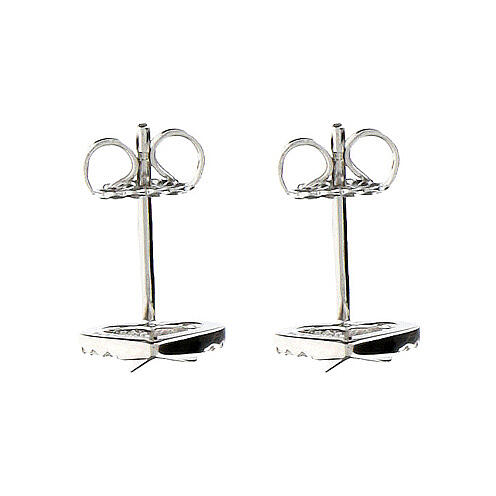 Amen openwork heart earrings in rhodium-plated 925 silver with white zircons 2