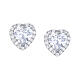 Amen stud earrings, heart of white rhinestones, rhodium-plated 925 silver s1