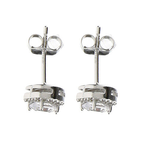 Amen heart stud earrings in rhodium-plated 925 silver and zircons 2