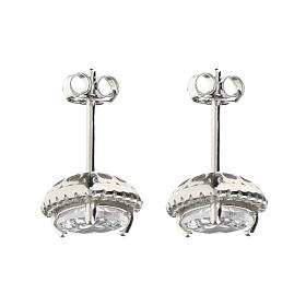 Amen stud earrings, heart of white rhinestones and 925 silver