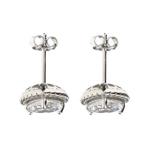 Amen stud earrings, heart of white rhinestones and 925 silver 2