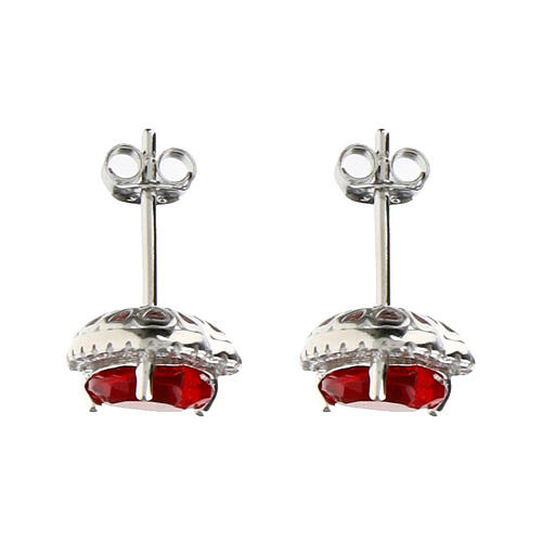 Amen stud earrings, heart of red and white rhinestones and 925 silver 2