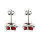 Amen stud earrings, heart of red and white rhinestones and 925 silver s2