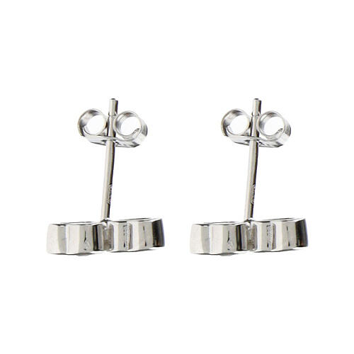 Amen stud earrings, double hearts, white rhinestones and 925 silver 2