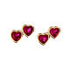 Pendientes Amen dos corazones plata dorada 925 zircones rojos s1