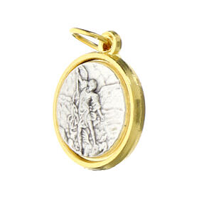 Saint Michael medal with golden edge, aluminium, 0.6 in