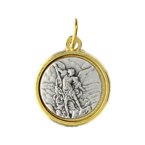 Saint Michael medal with golden edge, aluminium, 0.6 in 1