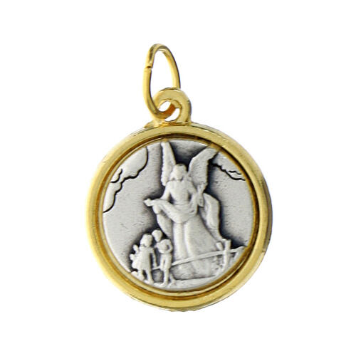 Saint Michael medal with golden edge, aluminium, 0.6 in 3